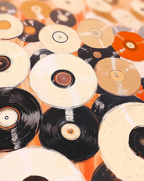 Vinyl Records Retro-modern Wall Art, Mid Century Music Decor