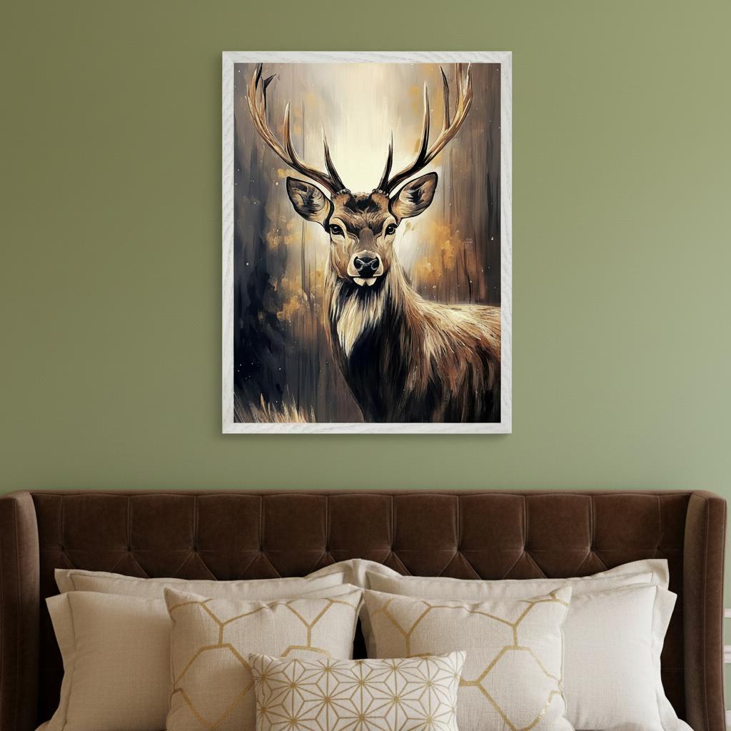 Majestic Stag Modern Abstract Wall Art, Forest Animal Earth Tone Decor ...