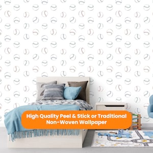 Baseball Wallpaper Peel & Stick Removable Self Adhesive or Traditional NonWoven, Wallpaper Kids Room, Wallpaper Nursery, Wallpaper Playroom