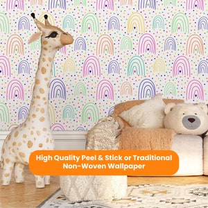 Rainbows Wallpaper Peel & Stick Removable Self Adhesive or Traditional NonWoven, Wallpaper Kids Room, Wallpaper Nursery, Wallpaper Playroom