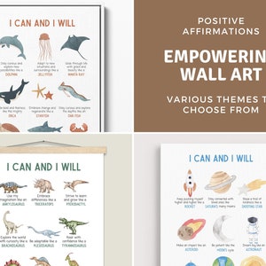 Arte mural con afirmaciones para niños / Póster motivacional, empoderador e inspirador / Decoración Montessori para niños, guarderías y aulas