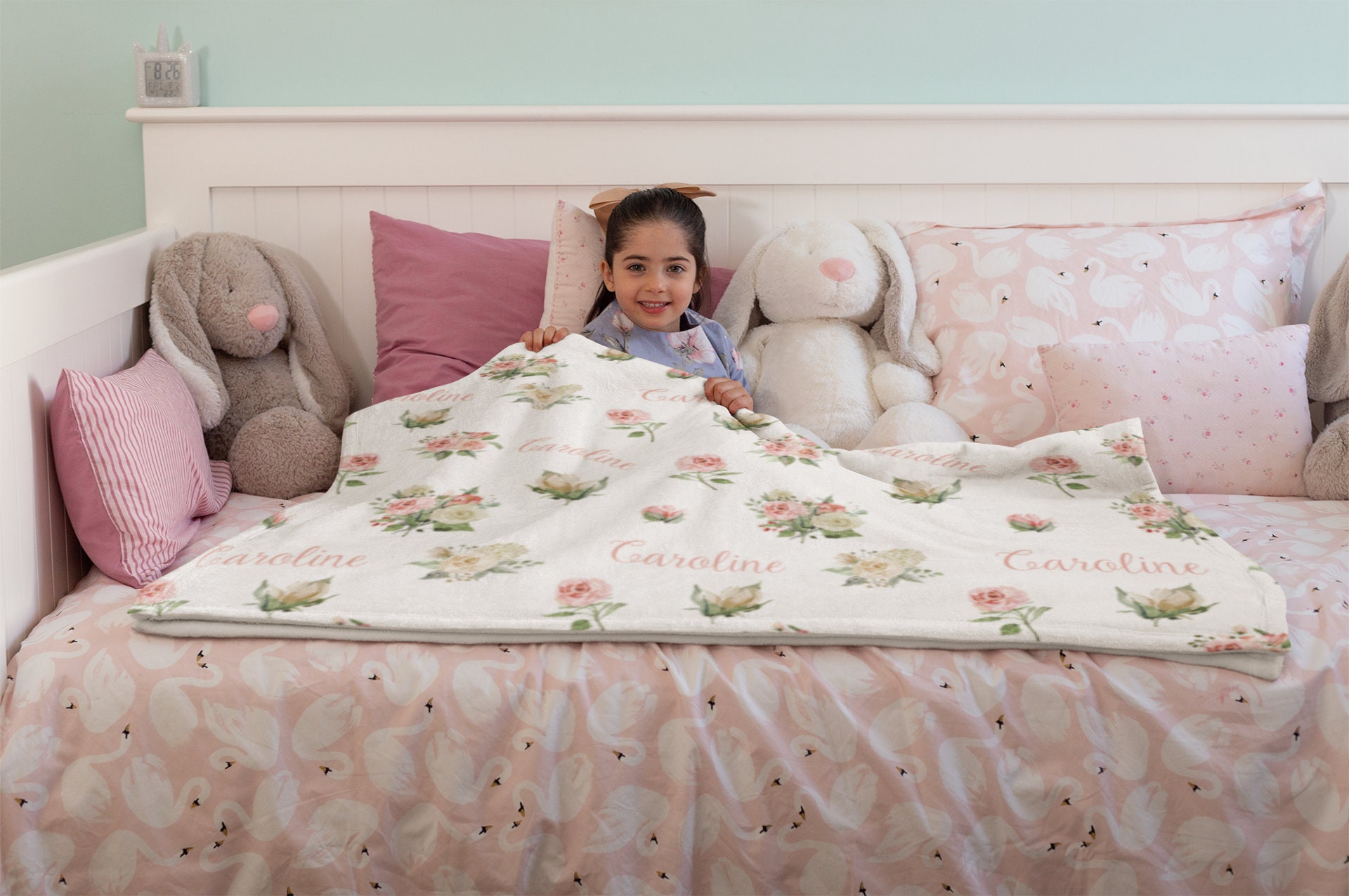 Personalized Penguin Baby Blanket. Minky Name Blanket for Kids and