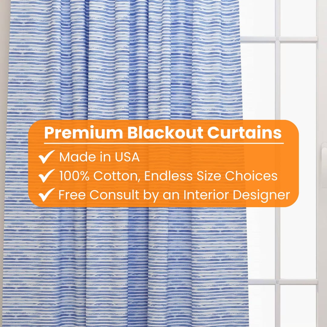 Nelson Commodore Blue Curtains for Kids, Bohemian Curtain, Playroom
