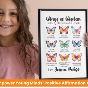 Butterfly Wall Art  Affirmations | Butterfly Decor for Nursery, Toddler, Kids, and Playrooms | Positive Art Affirmations For Boys and Girls