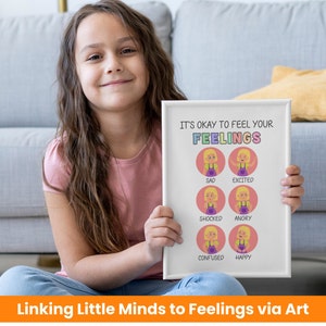 Arte murale dei sentimenti, tecniche di rilassamento, angolo della calma, grafico delle emozioni, decorazioni per la stanza, decorazioni Montessori, arte dei sentimenti per bambini, decorazioni murali per la cameretta dei bambini