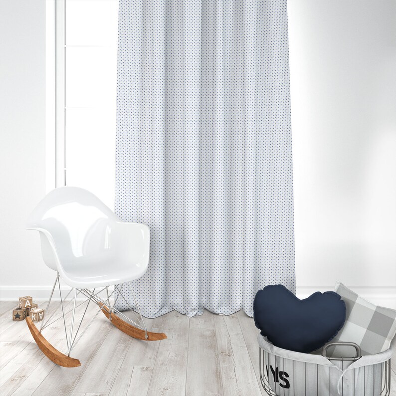2 Panels Kids Room Curtains Kids Custom Curtains MDot White Cobalt Blackout Nursery Curtains Kids Window Treatment Nursery Decor