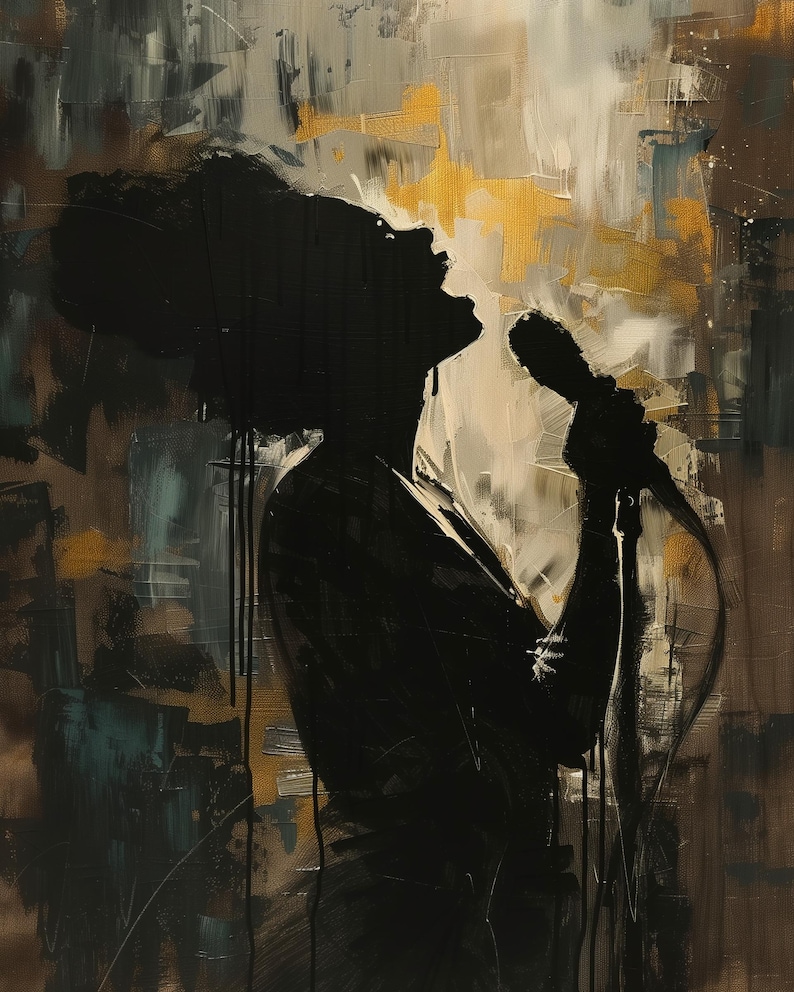 Female Singer Abstract Silhouette Style Wall Art, Jazz Vocalist Music ...