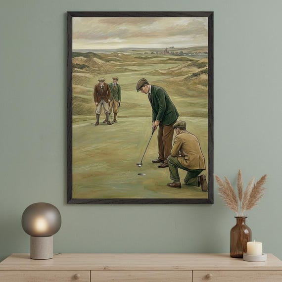 Vintage Golfers Traditional Attire Wall Art, Antique Sports