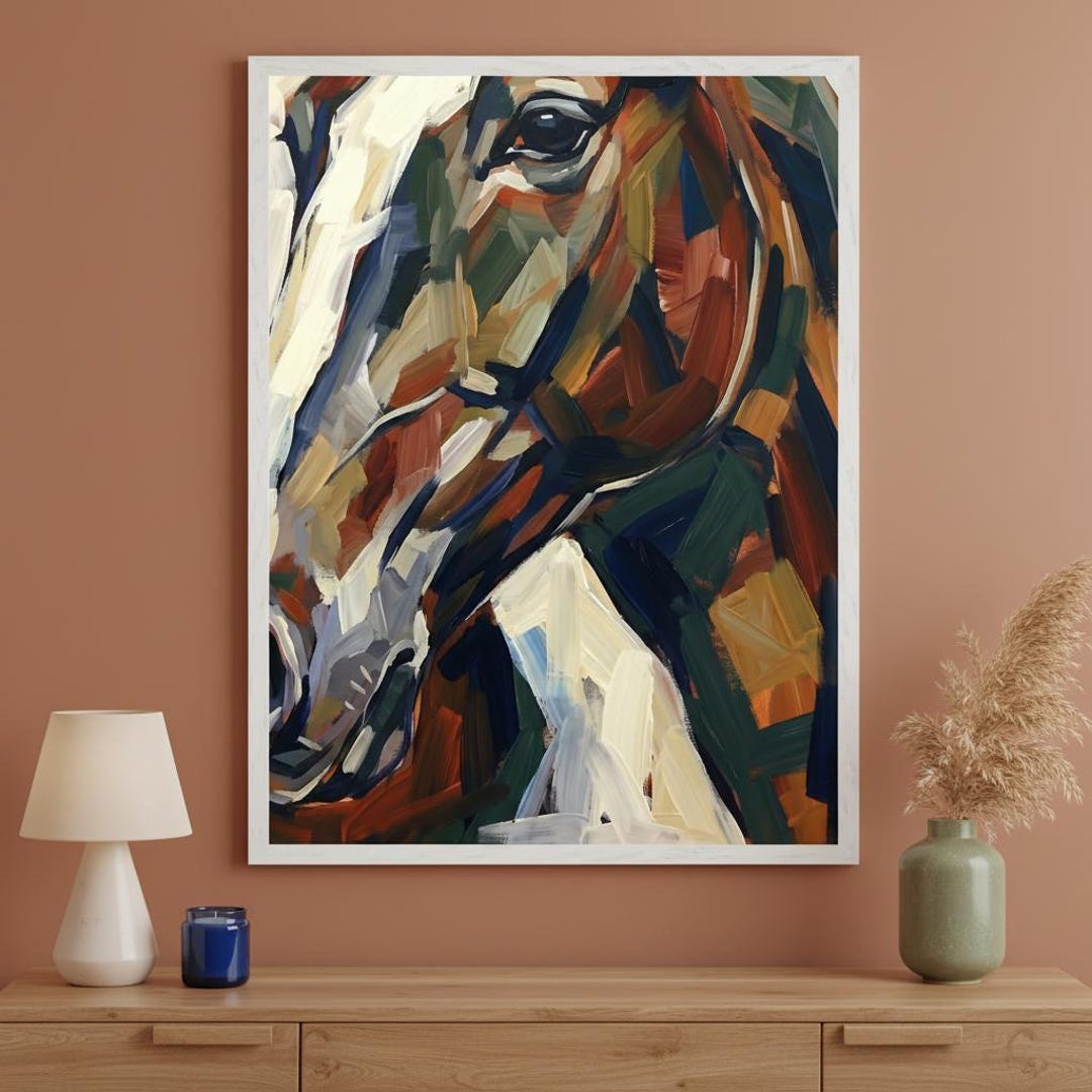Horse Abstract Expressionist Wall Art, Colorful Equine Canvas Decor ...