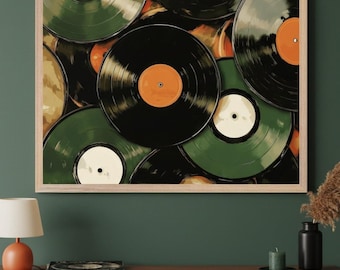 Vinyl Records Retro-modern Wall Art, Mid Century Music Decor