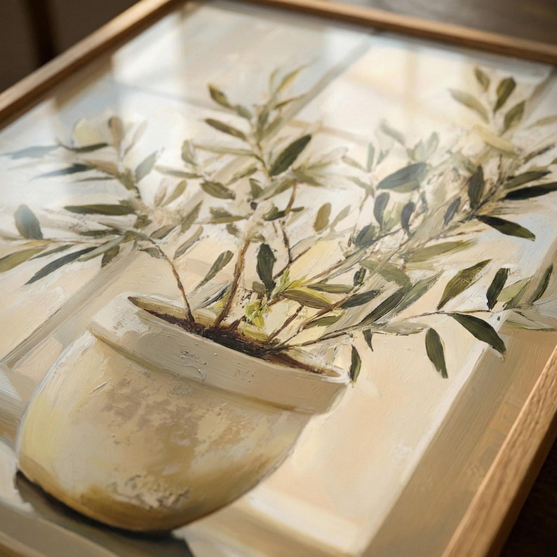 Olive Tree Botanical Watercolor Style Wall Art, Olive Branch Decor, Mediterranean Home Decor, Minimalist Plant Print, Farmhouse Kitchen Art image 4