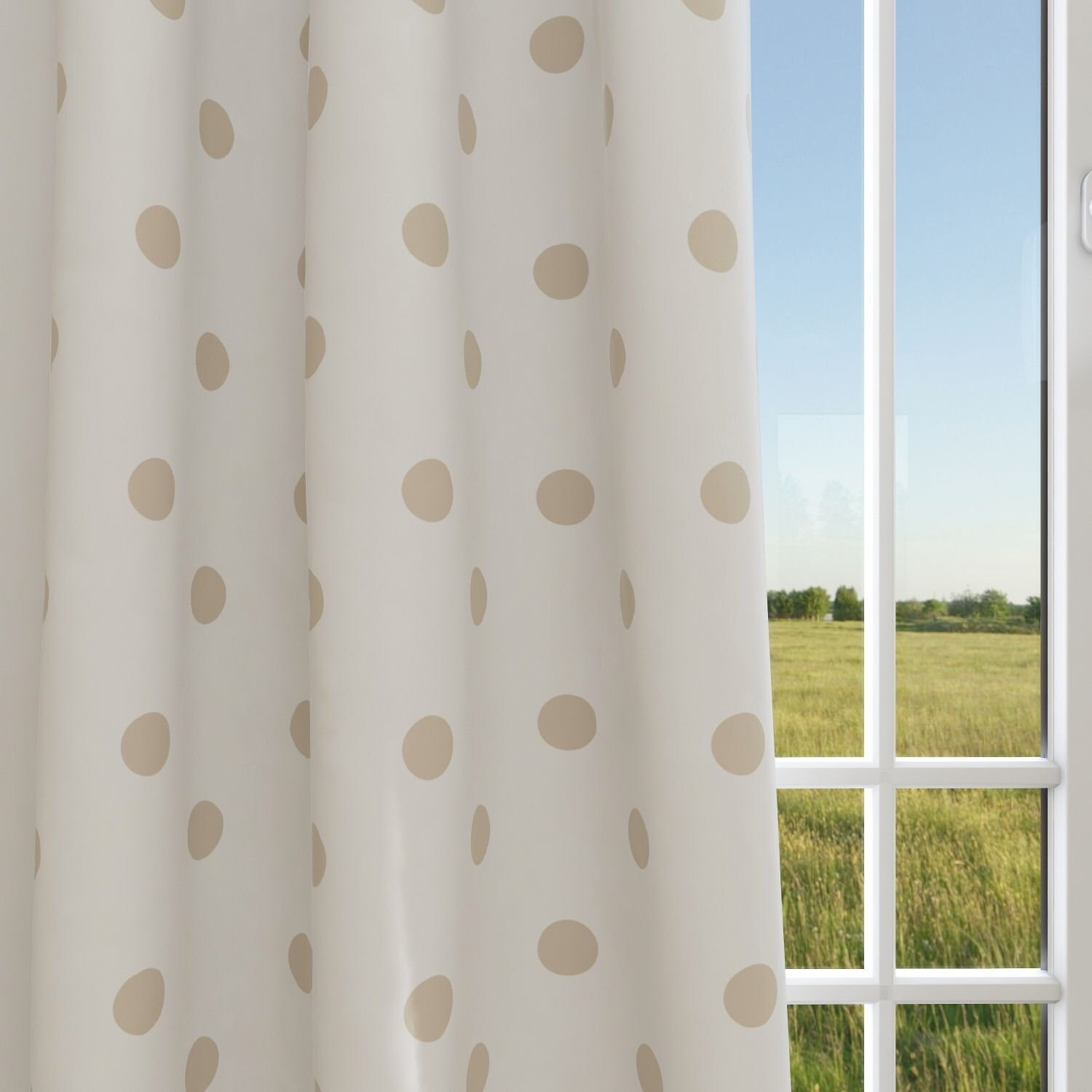 Polka Dot White Gold Curtains for Kids Bohemian Curtains Etsy