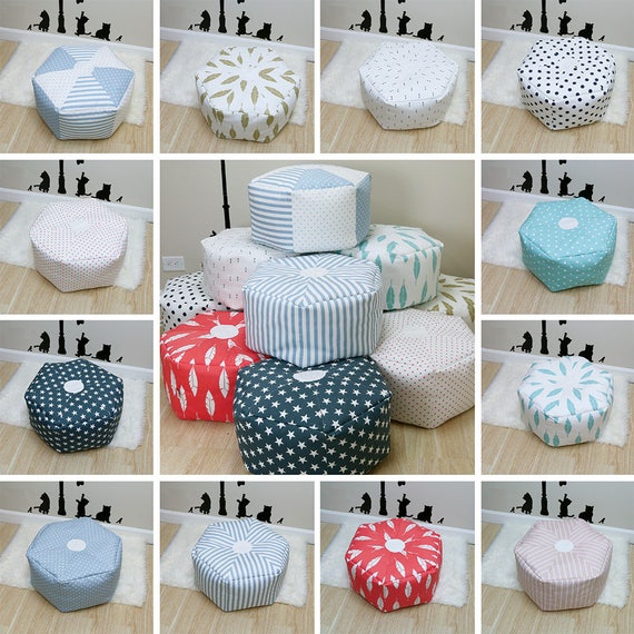 Hexagon Kids Pouf Kids Floor Pillow Nursery Decor Nursery Etsy