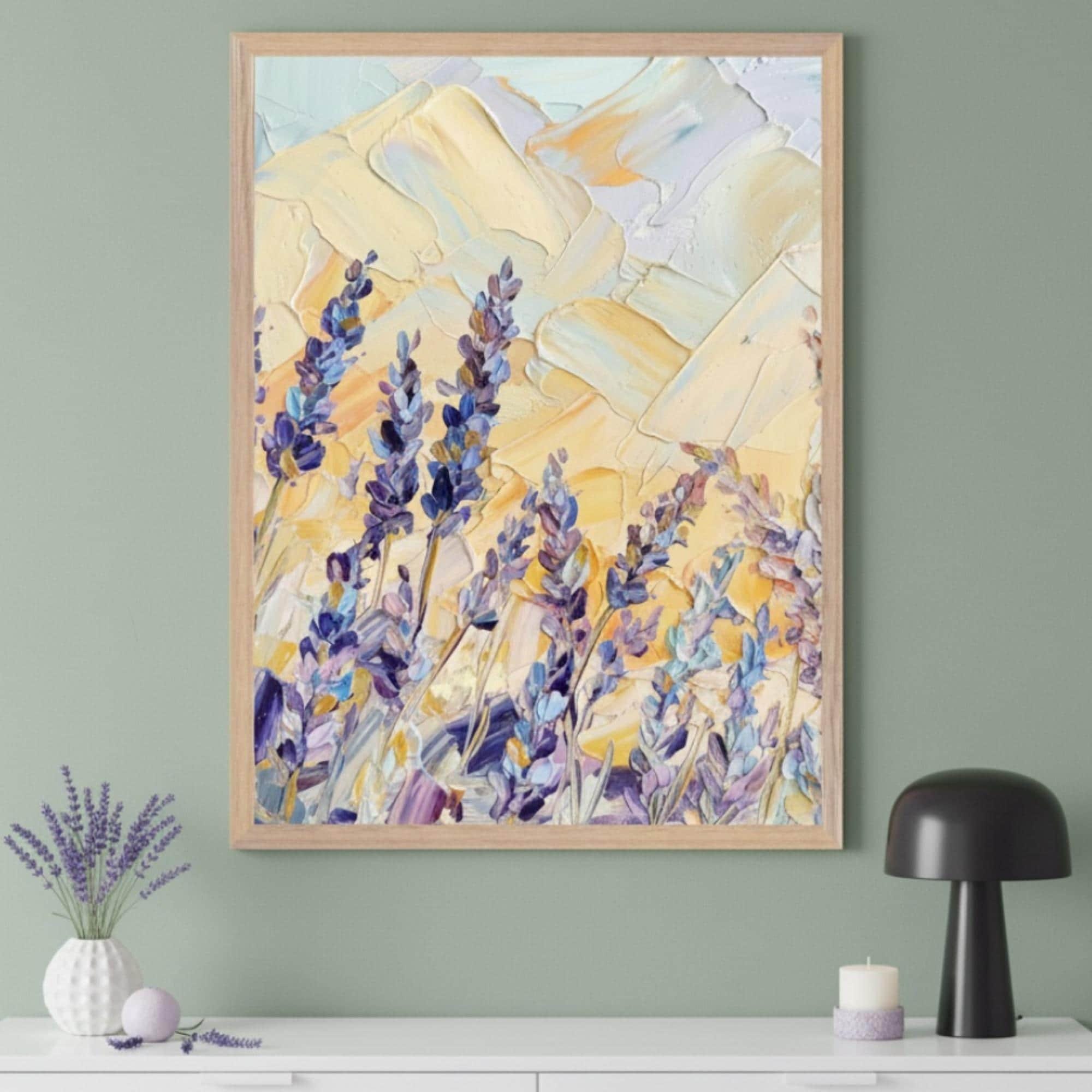Lavender Field Textured Impasto Wall Art, Purple Floral Palette