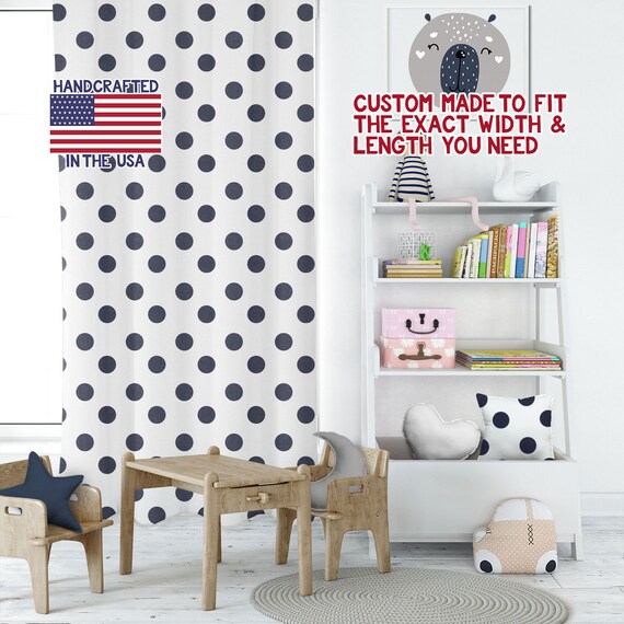 Oxygen White Blue Playroom Curtains Kids Room Curtains Etsy
