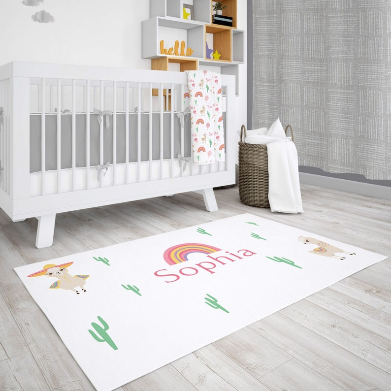 Personalized Llama Nursery Rug. Enhance Your Kid's or