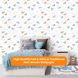 Airplane Wallpaper Peel & Stick Removable Self Adhesive or Traditional NonWoven, Wallpaper Kids Room, Wallpaper Nursery, Wallpaper Playroom