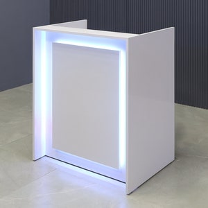 New York U-Shape Reception Podium Desk | Custom Host Counter, 36&quot; or 30&quot; Height, LED Option, Fully Assembled | Free Shipping