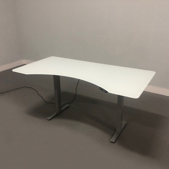 Axis Sit Stand Desk With Custom White Glass Top Axis Sit Stand Desk With Custom White