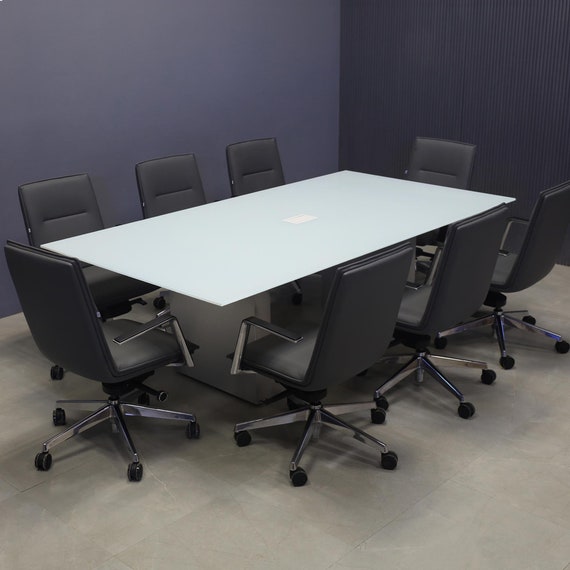 Tempered Glass Rectangular Conference Table | Custom Finish