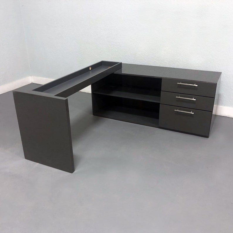 Avenue L Shape Executive Desk with Credenza and Curved Glass Etsy