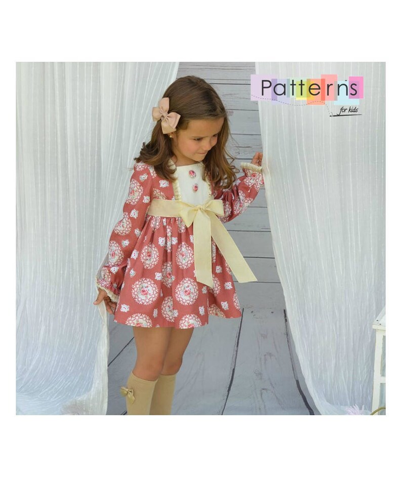 vestido corte imperio para niñas patron de costura en pdf | etsy