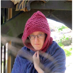 Knitting Pattern: Worsted/Aran Weight Cabled Hood Celtic Hood Knitting Pattern Instant PDF Download image 1