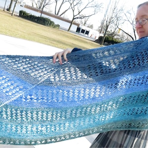 Knitting Pattern: Fingering-Weight/Sock-weight Gradient Garter Stitch and Lace Shawl --Instant PDF Download.  &quot;Colours of Spring Shawl&quot;