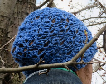 Crochet Pattern: Fingering-weight/Sock yarn lace crochet hat.  Instant PDF Download.  "Cherry Blossom Hat"