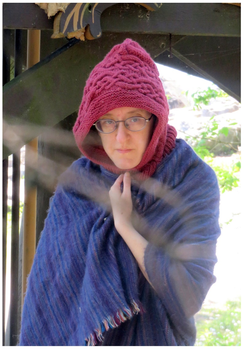 Knitting Pattern: Worsted/Aran Weight Cabled Hood Celtic Hood Knitting Pattern Instant PDF Download image 1