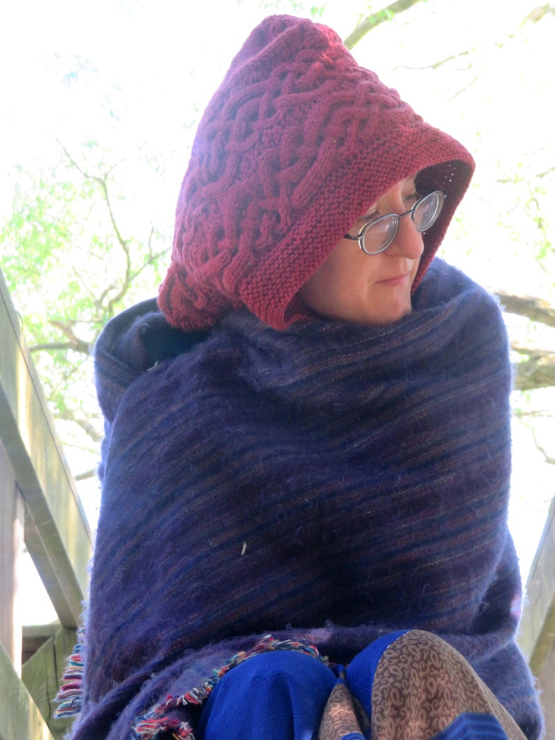 Knitting Pattern: Worsted/Aran Weight Cabled Hood Celtic Hood Knitting Pattern Instant PDF Download image 5