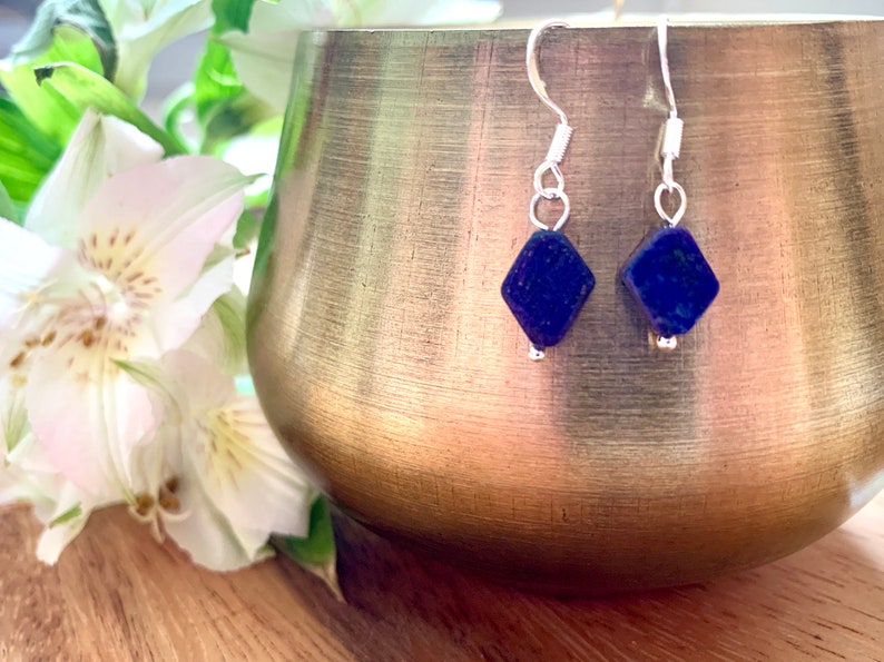 Lapis Lazuli Diamond Drop Earrings