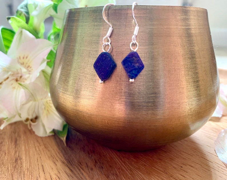 Lapis Lazuli Diamond Drop Earrings