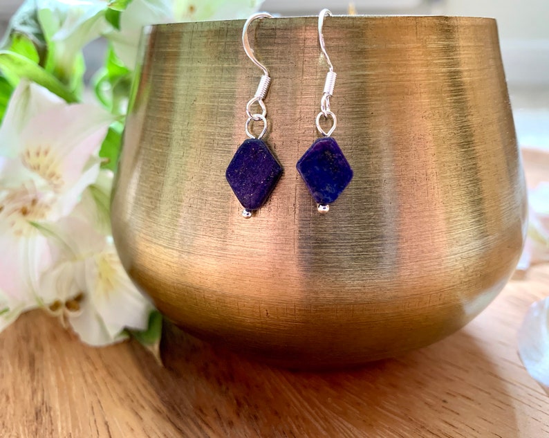 Lapis Lazuli Diamond Drop Earrings