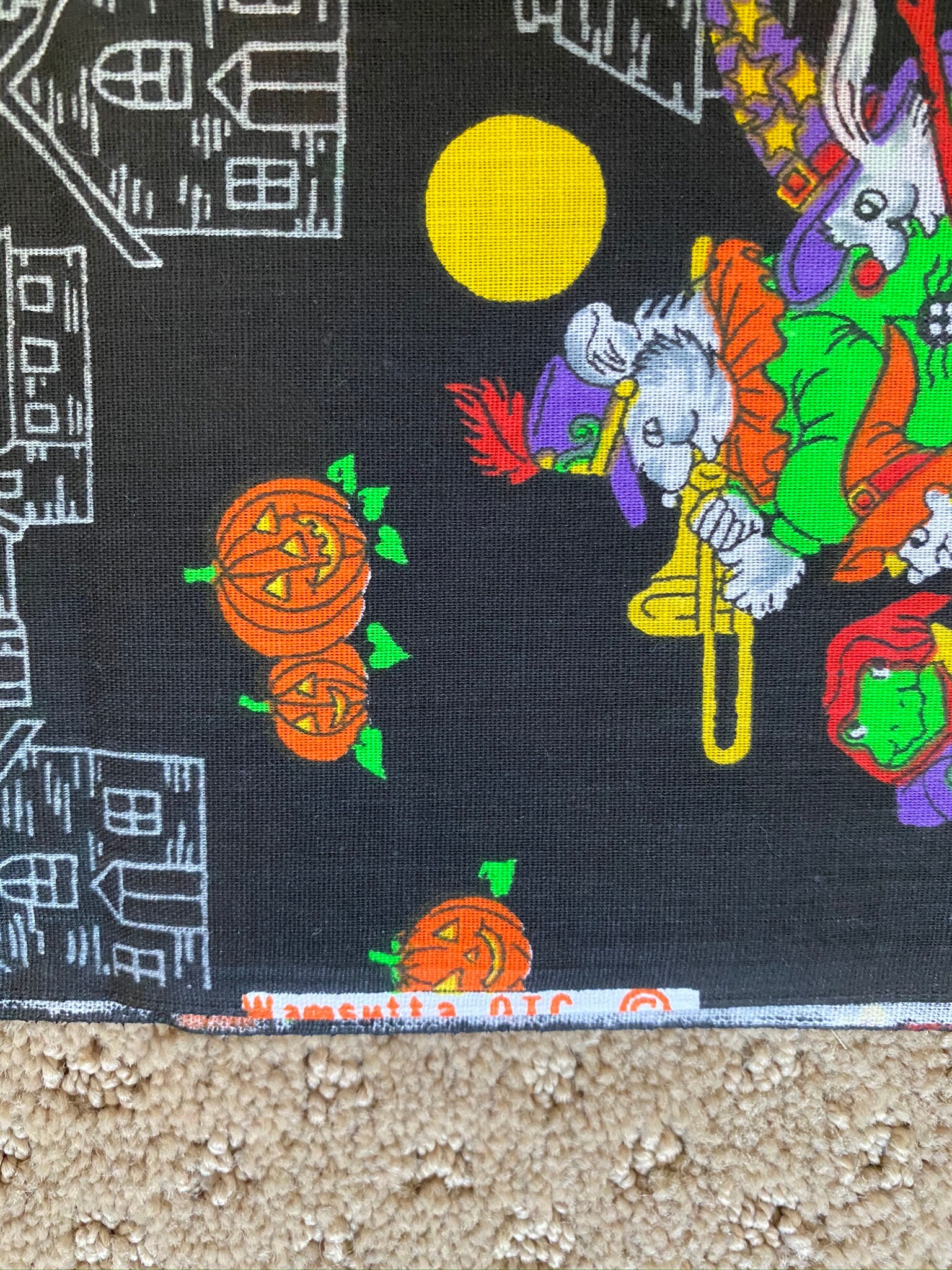 Vintage Halloween Fabric 2 OneYard Pieces 2 Yards Total Etsy