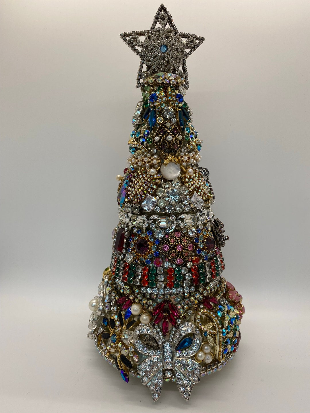 2piece Vintage Jeweled Christmas Tree With Scented Candle Etsy