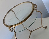 Mid century plant stand vintage neo-classical elegant side table art nouveau gilt metal glass coffee table Hollywood regency, 1950s Italy