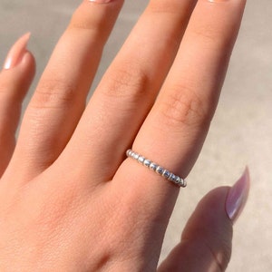 Gold Filled Beaded Band Ring • Minimalistic Stack Band Ring • Simple but Elegant Jewelry • Adjustable Ring Women gift For Her