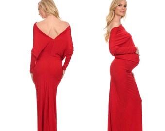 Red Holiday Maternity Gown / Maternity 