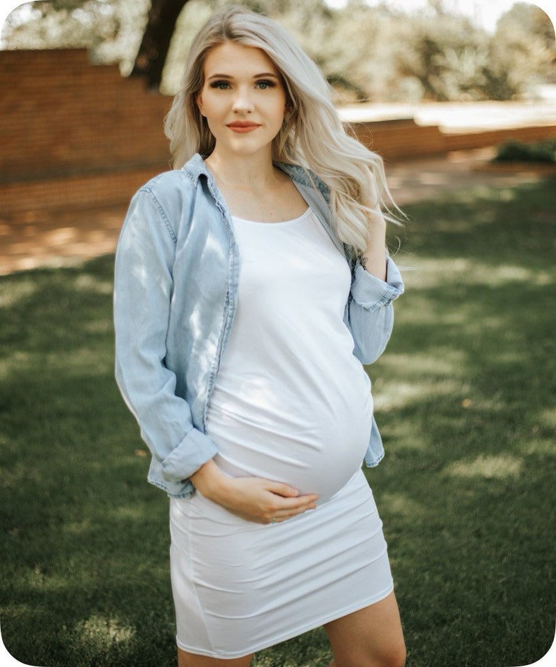 White Maternity Dress / Maternity Tank Dress / Gender Reveal Etsy