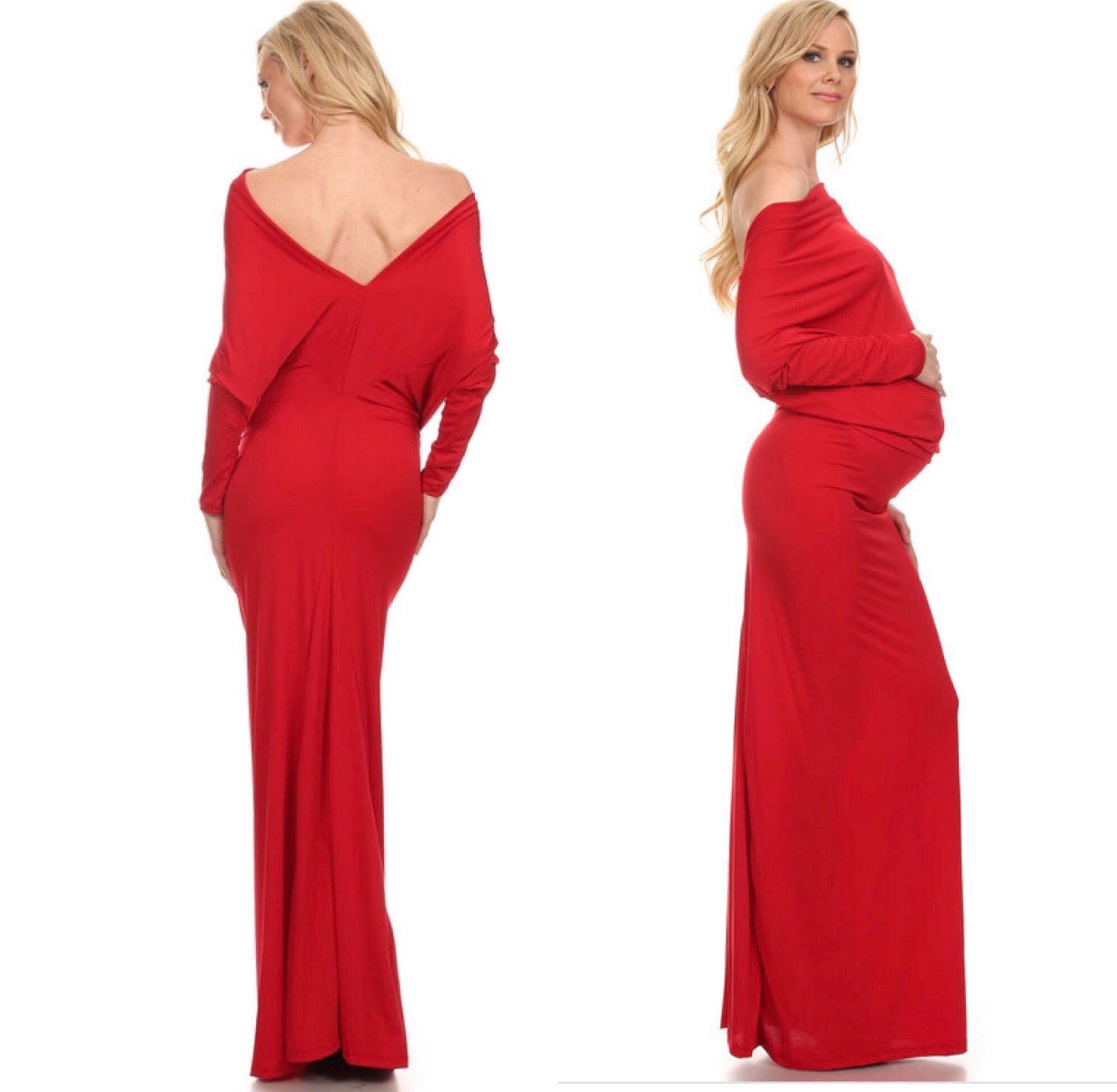 Red Holiday Maternity Gown / Maternity Dress for Formal Event Etsy