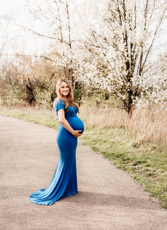 Vestido de maternidad vestido azul de bebé - Etsy México
