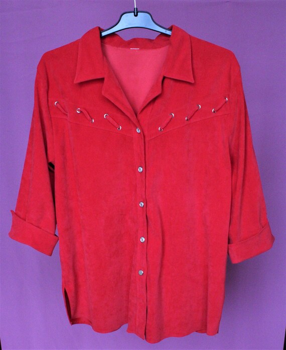 Vintage Red Shirt XL Woman Shirt Second Hand Large size Etsy
