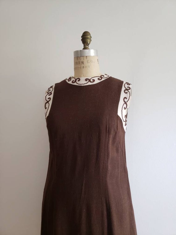 Vintage 60s, 1960s chocolate brown and cream slee… - image 5