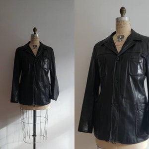 Vintage 70s, 1970s dark brown black long button up genuine leather motorcycle jacket, retro buttery soft leather coat size medium M