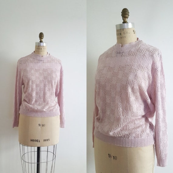 Vintage 80s, 1980s baby pink D'Allairds loose kni… - image 1