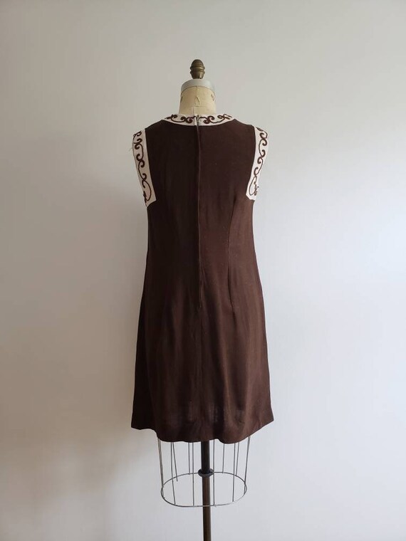 Vintage 60s, 1960s chocolate brown and cream slee… - image 6