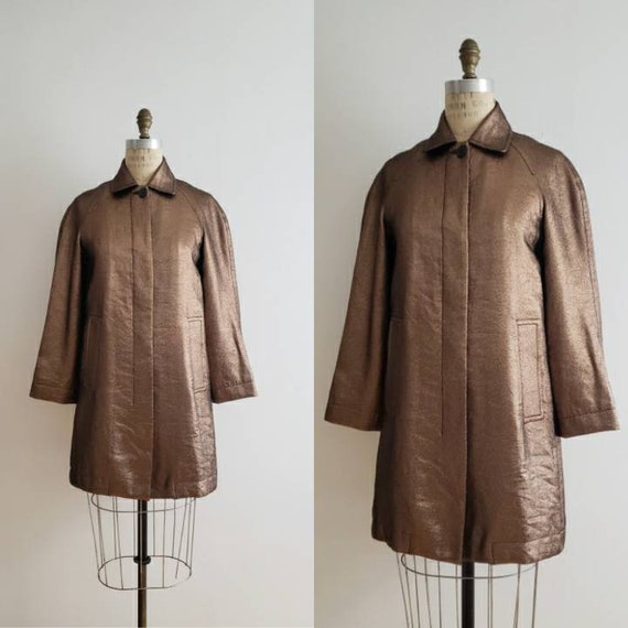 Vintage Bronze Metallic Button up Cape Like A-line Peacoat - Etsy