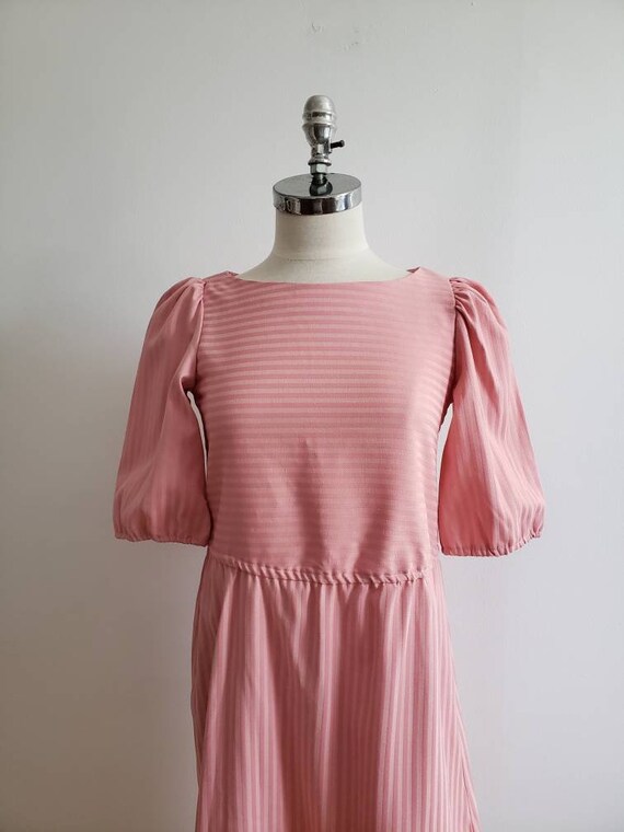 Vintage 80s, 1980s dusty pink a-line dress with p… - image 3