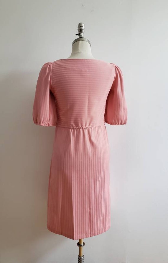 Vintage 80s, 1980s dusty pink a-line dress with p… - image 6